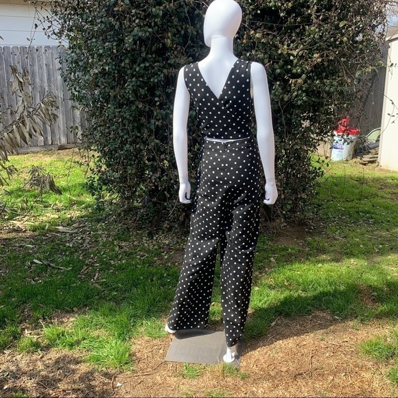 💋NWT CALVIN Klein PolkaDot Cross Back Wide Leg Jumpsuit Size 10 - Picture 4 of 13